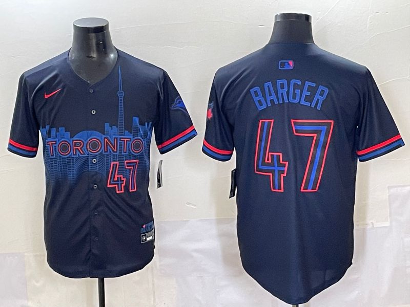 Men 2025 Toronto Blue Jays 47 Barger Black Joint Name Nike MLB Jersey style 5
